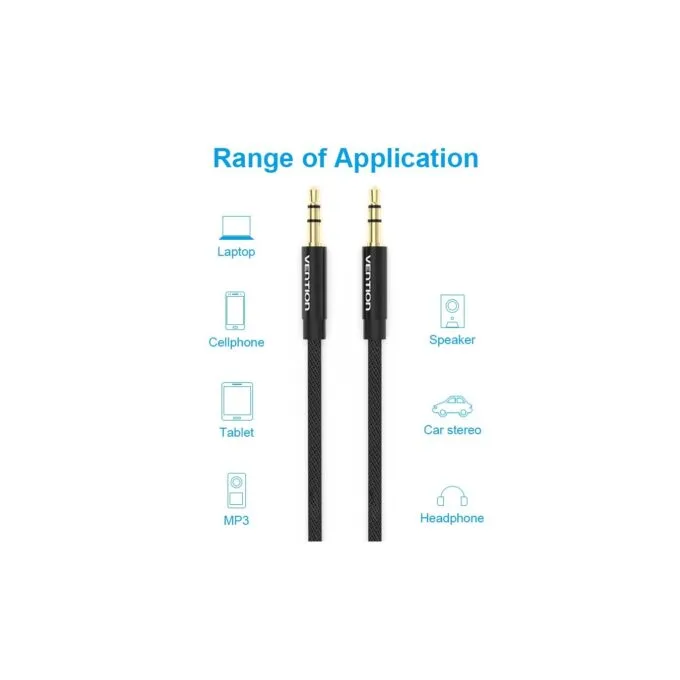 Vention AUDIO 3.5mm M-M Cable - BAGBD - Braided Metal 0.5m — image 2