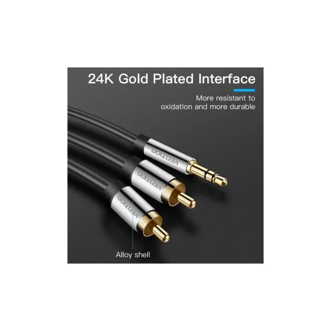 Vention AUDIO 3.5mm to 2RCA M-M Cable Metal 2.0m - BCFBH - 3.5mm to 2RCA M-M Cable Metal 2.0m — image 2