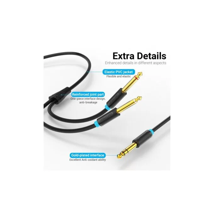 Vention AUDIO 6.3mm M to 2x6.3mm M TRS Cable 5.0m - BATBJ - 6.3mm M to 2x6.3mm M TRS Cable 5.0m — image 2