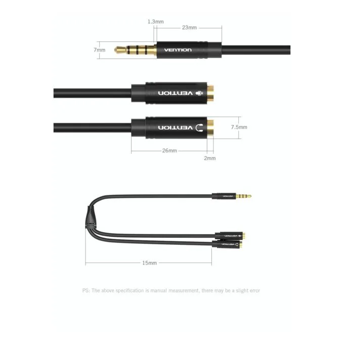 Vention AUDIO - BBVBY - 3.5mm M to 2x3.5mm F Splitter Cable 0.3m — image 3