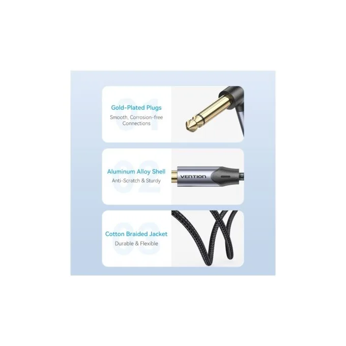Vention AUDIO - BKEHJ - 6.3mm M-M Braided Cable Right Angle 5.0m — image 7