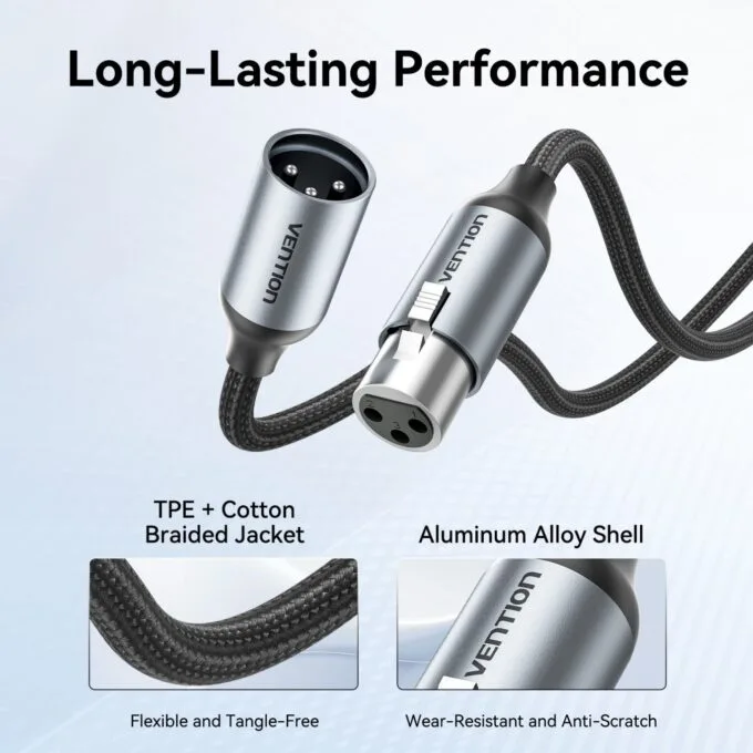 Vention AUDIO XLR M-F Cable - BKHHJ - Braided-Metal 5.0m — image 7