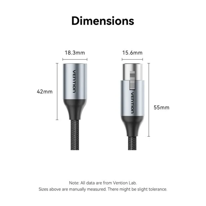 Vention AUDIO XLR M-F Cable - BKHHJ - Braided-Metal 5.0m — image 10