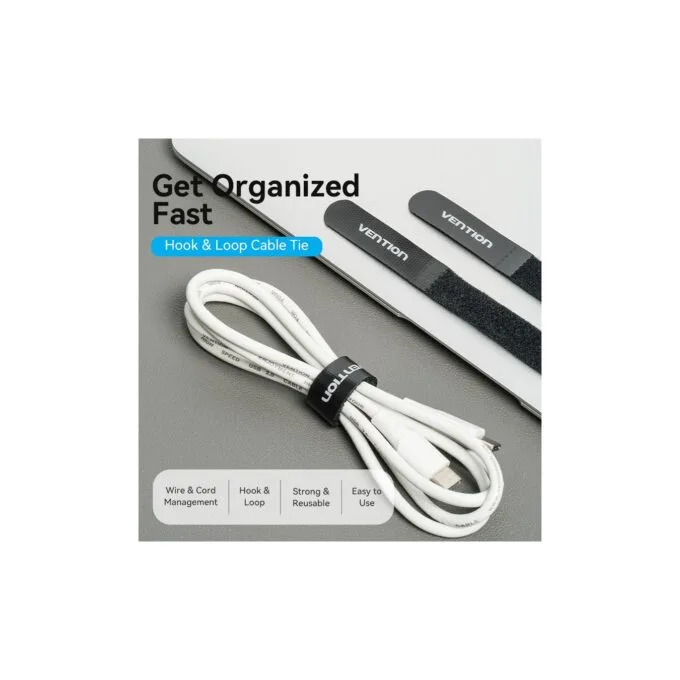 Vention Cable Organiser Hook & Loop Cable Tie - KANB0-10 - 120mm, 10 Pcs — image 2