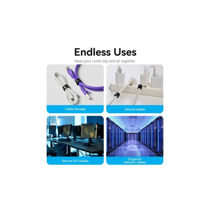 Vention Cable Organiser Hook & Loop Cable Tie - KANB0-10 - 120mm, 10 Pcs — image 9