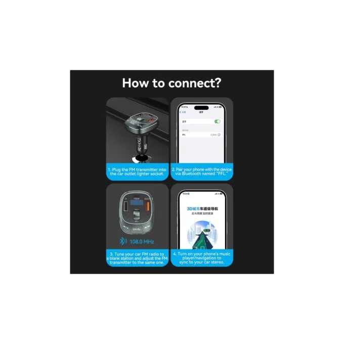 Vention Car FM Transmitter, USB Music Player & Charger - FFLB0 - 3xUSB 30W 18W 5W — image 13