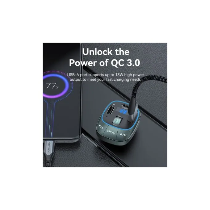 Vention Car FM Transmitter, USB Music Player & Charger - FFLB0 - 3xUSB 30W 18W 5W — image 6