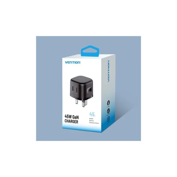 Vention Charger - FESB0-UK - Wall GaN 45W 2xUSBC Black — image 2