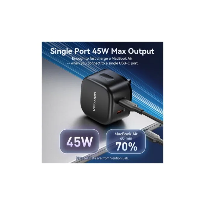 Vention Charger - FESB0-UK - Wall GaN 45W 2xUSBC Black — image 6