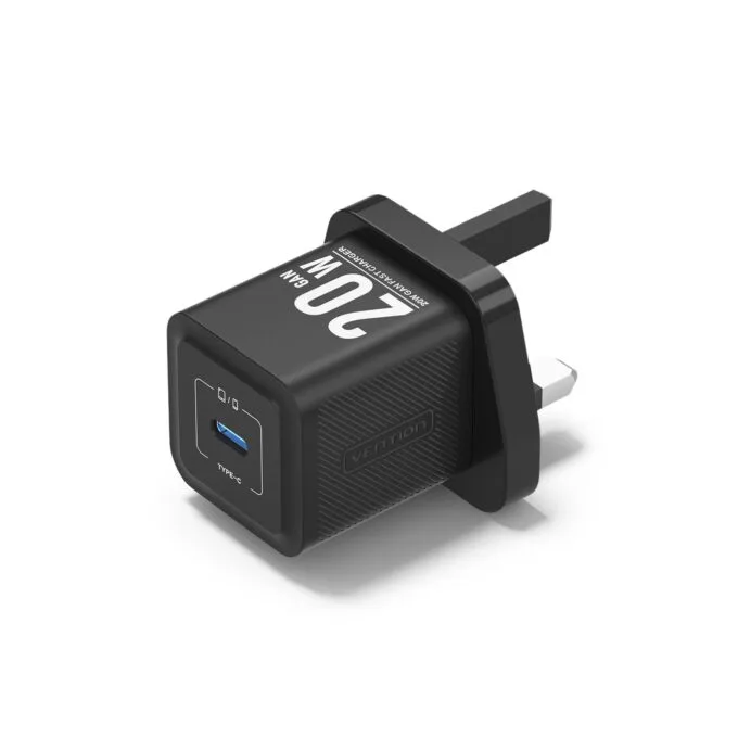Vention Charger Wall GaN 20W 1xUSBC UK-Plug Mini Black - FEPB0-UK - GaN 20W 1xUSBC UK-Plug Mini Black — image 2