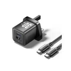 Vention Charger Wall GaN 30W 1xA 1xC+USBC Cable Black - TZ-FEQB0-UK-01 - 1xA 1xC+USBC Cable