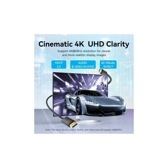 Vention Converter USB-C to DisplayPort Cable - CRJBF - USB-C to DisplayPort Cable 4K60Hz 1.0m — image 5