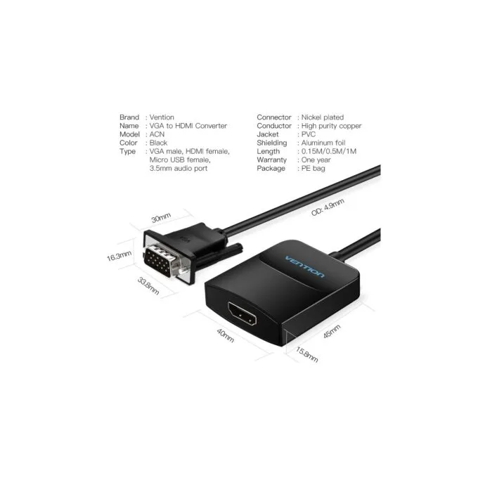 Vention Converter VGA+Audio to HDMI & USB Power - ACNBD - 0.5m — image 8