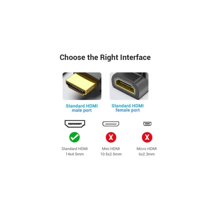 Vention HDMI Right Angle Adaptor Male to Female 90 Degree 4K60Hz AIOB0 — image 7