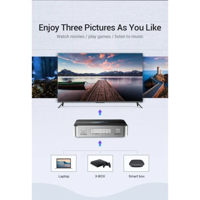 Vention HDMI Switch - AFOH0 - 3-Port 4K 2.0 w Remote Control — image 3