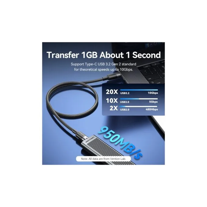 Vention IT Cable - TRGBF - USB-C 3.2 Gen2 M-M 1.0m Braided Aluminum Black — image 6