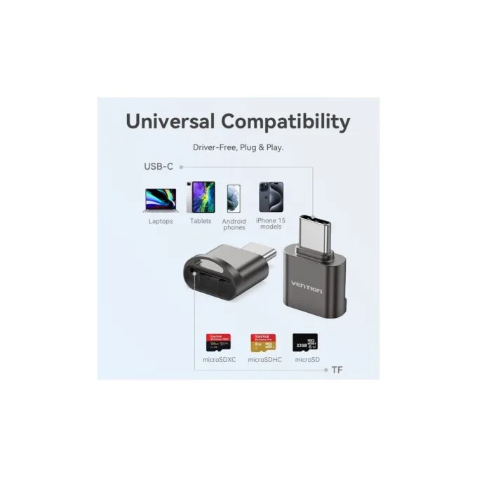 Vention Metal USB-C Card Reader for Micro SD Cards - CLMH0 - Metal USB-C Card Reader for Micro SD Cards — image 12