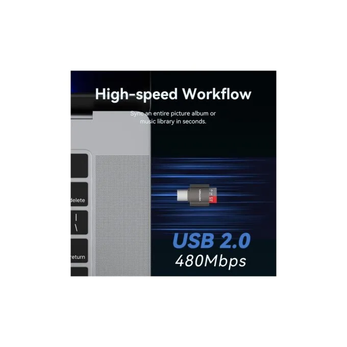 Vention Metal USB-C Card Reader for Micro SD Cards - CLMH0 - Metal USB-C Card Reader for Micro SD Cards — image 7