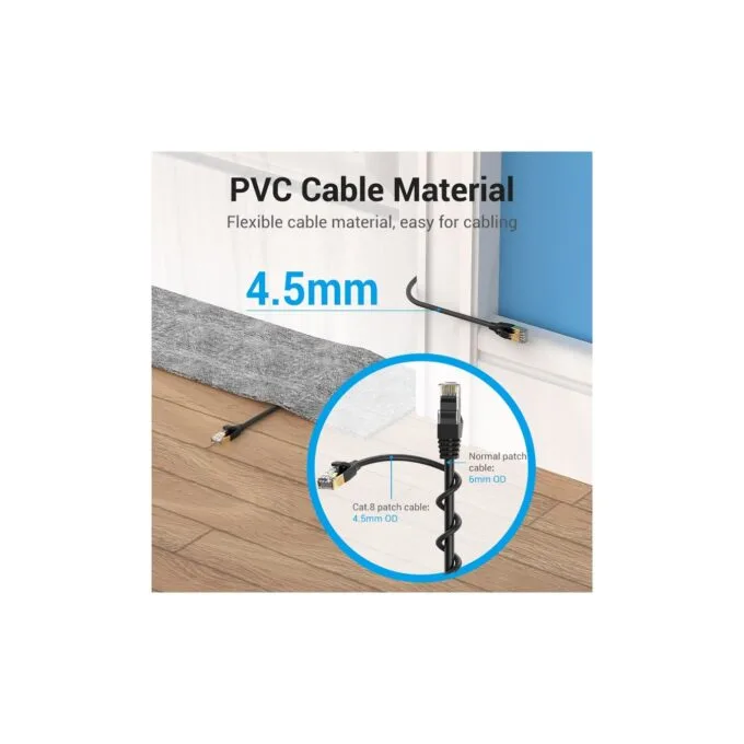 Vention NETWORK Cable CAT8 SFTP Slim 0.5m Black - IKIBD - CAT8 SFTP Slim 0.5m Black — image 8