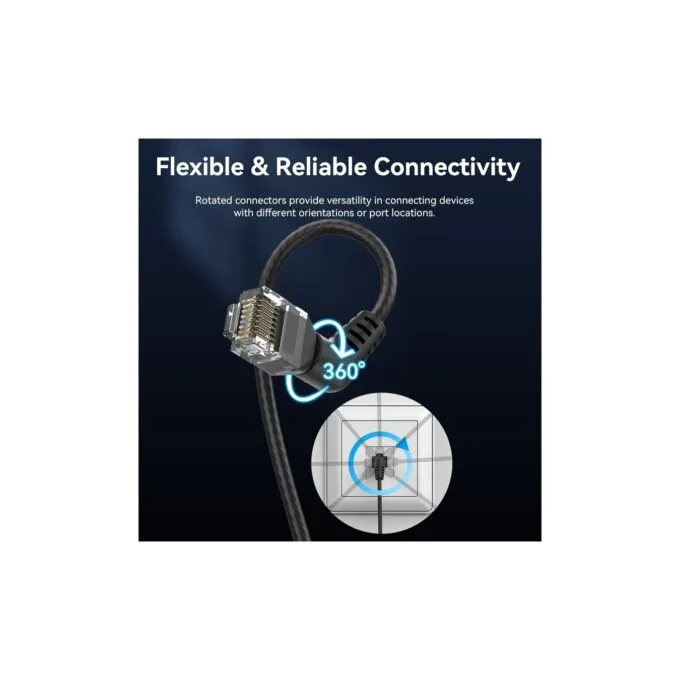 Vention NETWORK Cable - IBOBH - Cat6A UTP Rotate Right Angle Slim 2.0m Black — image 2