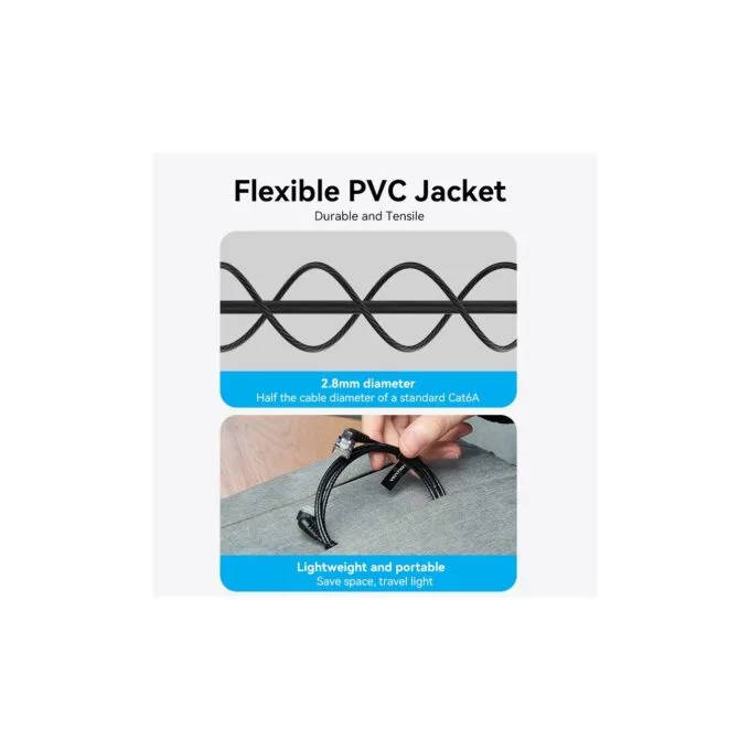 Vention NETWORK Cable - IBOBH - Cat6A UTP Rotate Right Angle Slim 2.0m Black — image 9