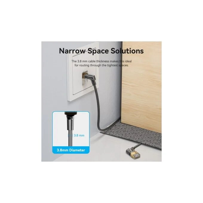 Vention Network Cable - IKLBF - Cat8 STP Rotate Right Angle Slim 1.0m Black — image 3