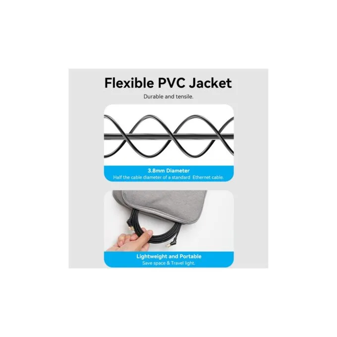 Vention Network Cable - IKLBI - Cat8 SFTP Rotate Right Angle Slim 3.0m Black — image 11