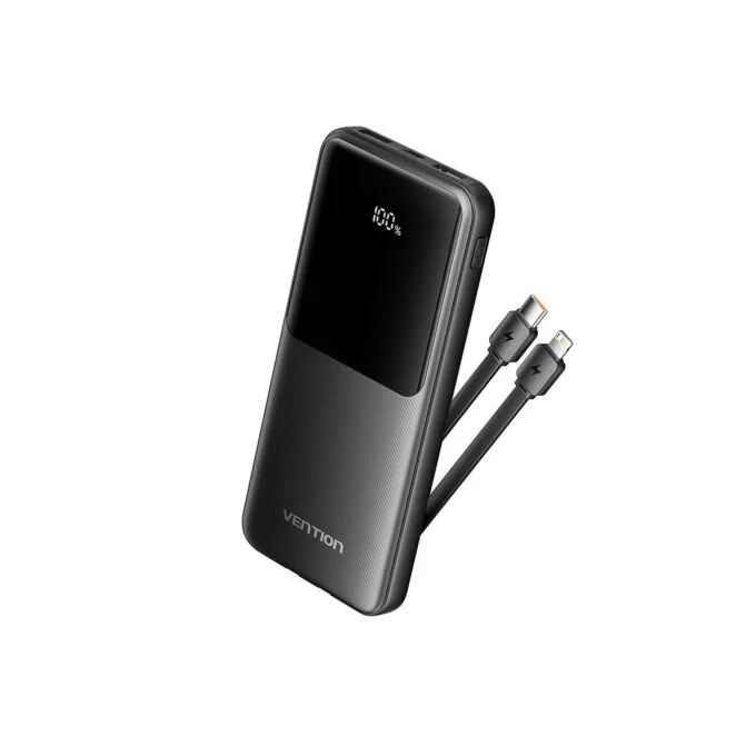 Vention Powerbank 10000mAh 22.5W Built-in USB-C+Lightning - FHOB0 - Black — image 1
