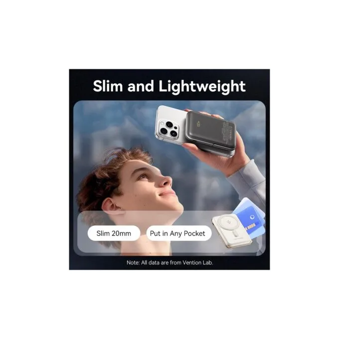 Vention Powerbank Wireless Magnetic 10000mAh 20W - FHNB0 - with Stand Black — image 11
