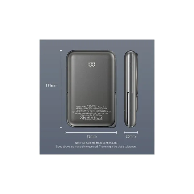 Vention Powerbank Wireless Magnetic 10000mAh 20W - FHNB0 - with Stand Black — image 16