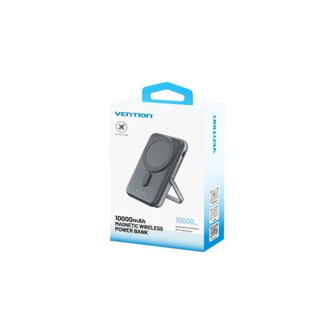 Vention Powerbank Wireless Magnetic 10000mAh 20W - FHNB0 - with Stand Black — image 3