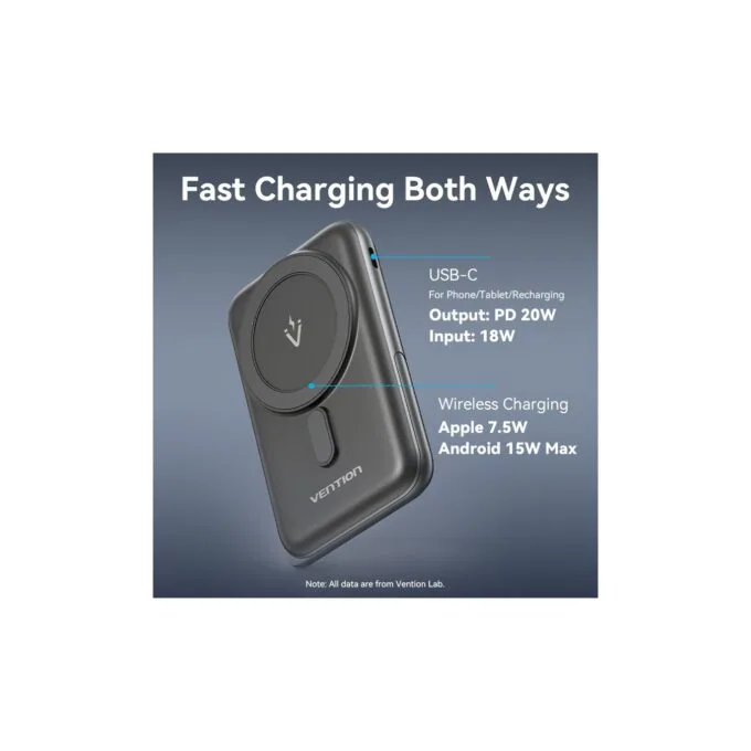 Vention Powerbank Wireless Magnetic 10000mAh 20W - FHNB0 - with Stand Black — image 10