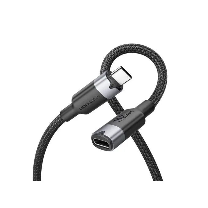 Vention USB-C 3.2 Gen2 M-F 0.5m Braided Aluminum Cable Black — image 2