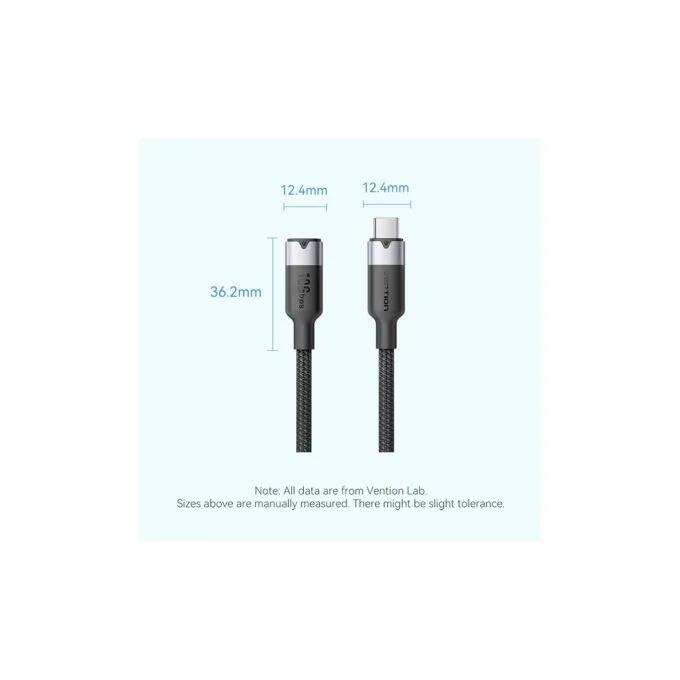 Vention USB-C 3.2 Gen2 M-F 0.5m Braided Aluminum Cable Black — image 13