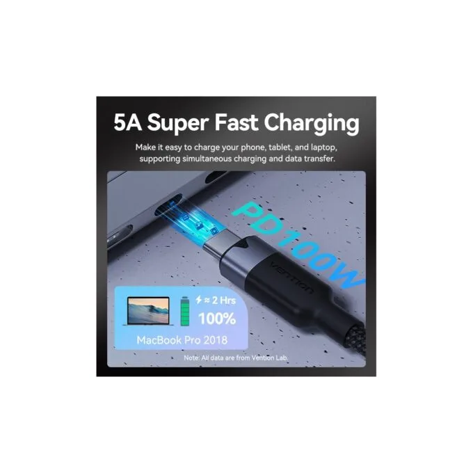 Vention USB-C 3.2 Gen2 M-F 0.5m Braided Aluminum Cable Black — image 7