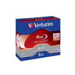 Verbatim BD-RE 25GB 2X 5-Pack Jewel Case - 43615 - Verbatim BD-RE 25GB 2X 5-Pack Jewel Case