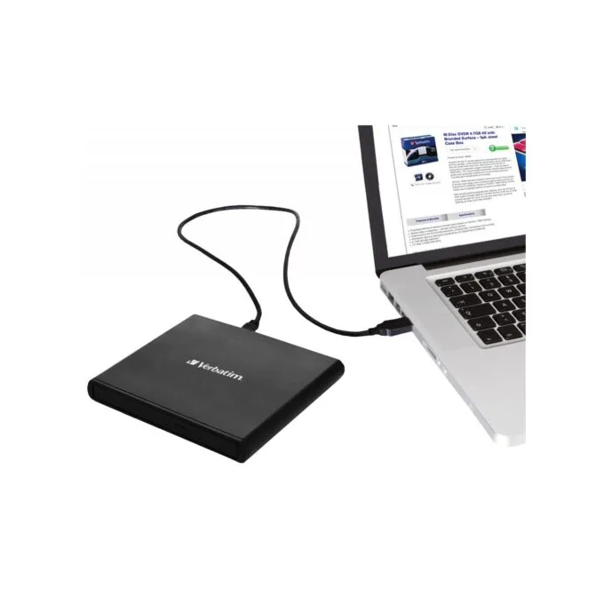 Verbatim External Slimline CD/DVD Writer USB 2.0 Black - 98938 — image 3