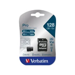 Verbatim MicroSDXC Pro 128GB Card - MicroSD U3, V30, Class 10 - Black