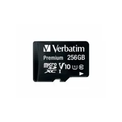 Verbatim Premium microSDXC 256GB - Class 10 UHS-I (U1), 90MB/s Read 10MB/s Write, Black