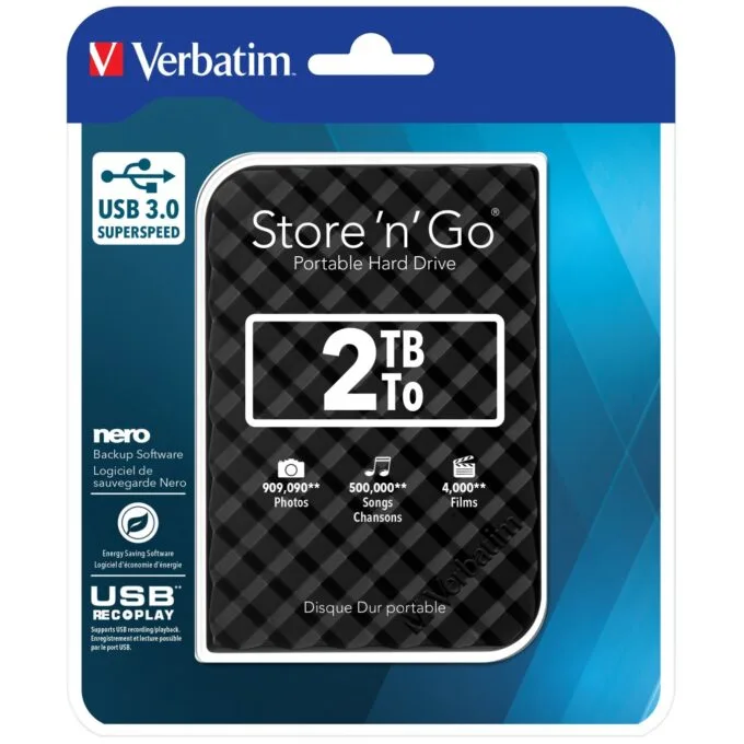 Verbatim Store 'n' Go 2TB 2.5" USB 3.0 Portable HDD Black — image 3