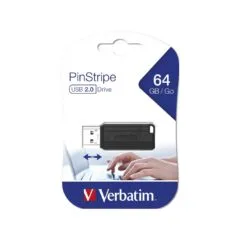 Verbatim USB Drive Pinstripe - 64GB Black - USB 2.0