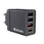 Verbatim Wall Charger - CHR-30EU1 - 30W EU Plug 1 x USBC20W 3 x USBA Black