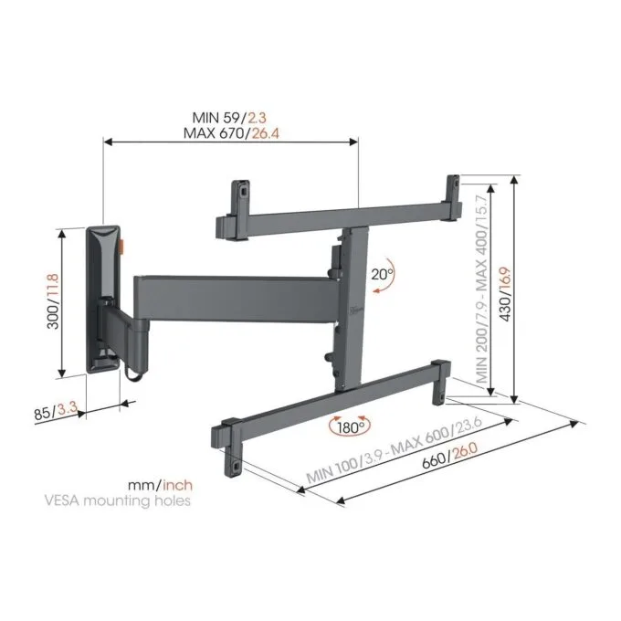 Vogels COMFORT TV Wall Mount - TVM3663 - 60x40 Turn 2 arms OLED — image 3