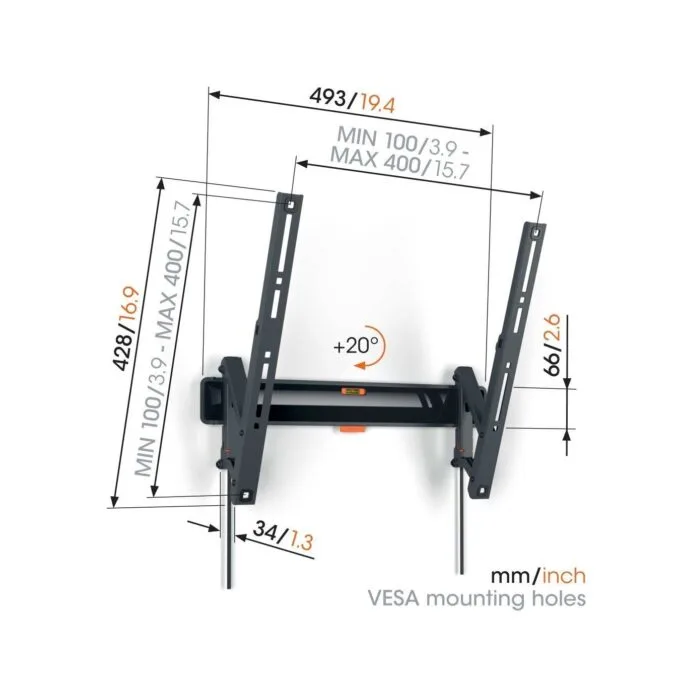 Vogels Tilt TV Wall Mount - TVM3413 - 32-65'' Black — image 10