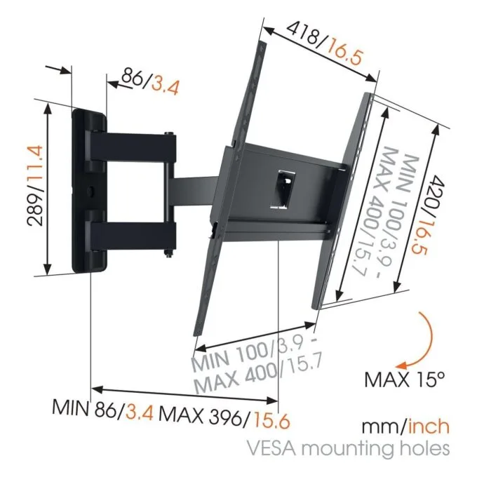 Vogels TV Wall Mount - MA3040 - TURN 32-65'' 2 arms Black — image 4