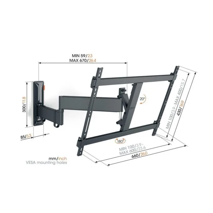 Vogels TV Wall Mount - TVM3643 - Turn 40-77'' Black — image 2