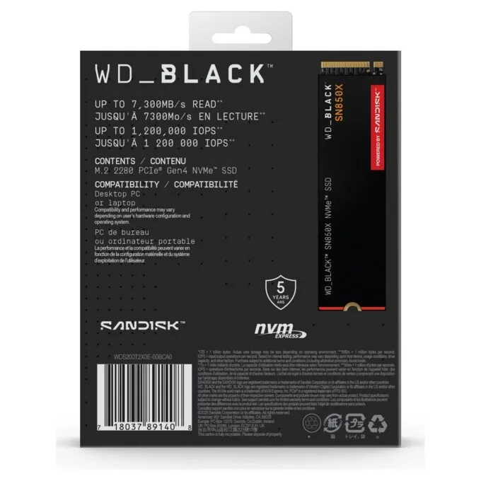 Western Digital WD Black SN850X 2TB M.2 NVMe SSD - PCIe 4.0 x4 7,300 MB/s — image 4