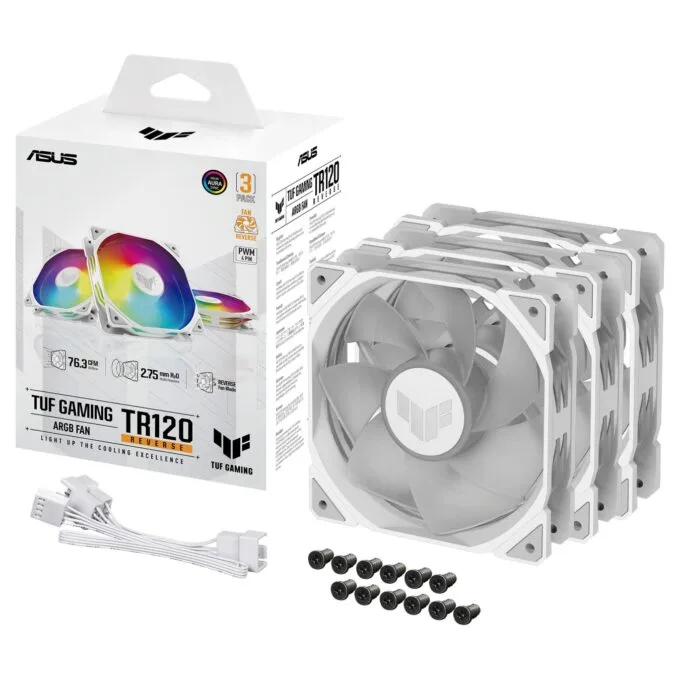120mm ASUS TUF GAMING TR120 ARGB 3x Gehäuselüfter Reverse weiß, 120 mm, PWM — image 9