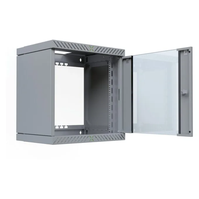 19' Wandgehäuse X-Rack mit Glastür 400-600mm 12HE grau — image 2