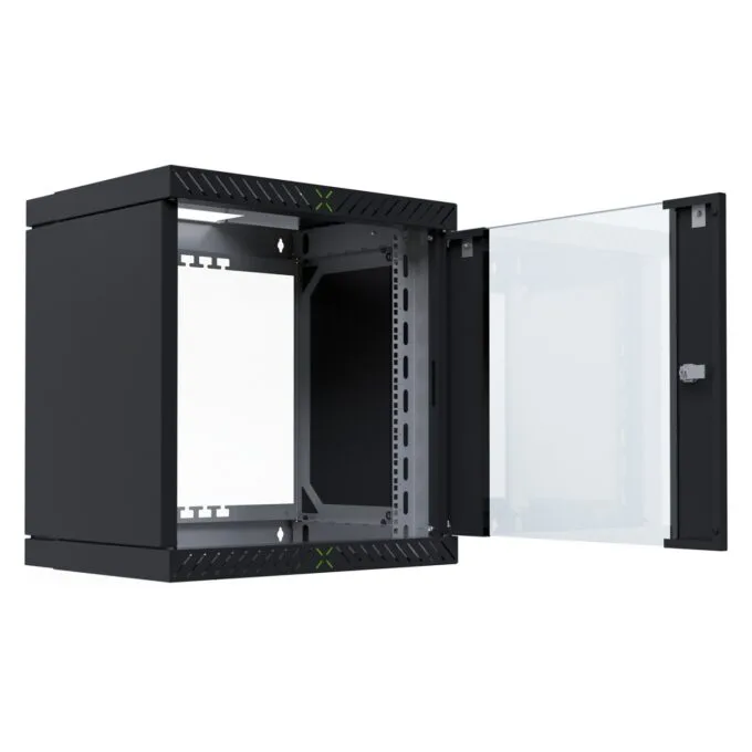 19' Wandgehäuse X-Rack mit Glastür 400-600mm 12HE schw. — image 2